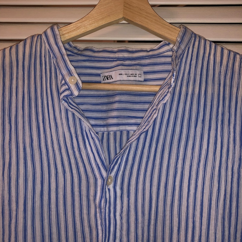 Zara striped linen button up